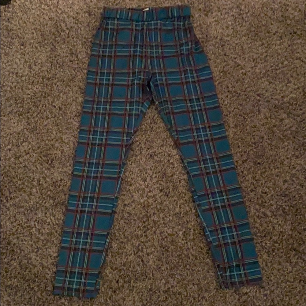 Green plaid pants